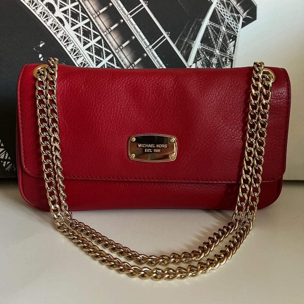 Michael Kors Jet Set Chain Leather Small Shoulder Flap Bag